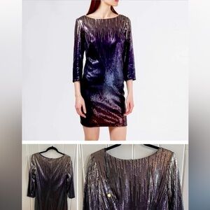 Tadashi Shoji Ombre Purple & Gold Sequin Dress (6)